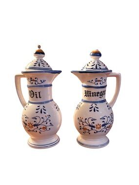 Vintage Hand-Painted Royal Sealy Oil & Vinegar Ceramic Cruet Set
